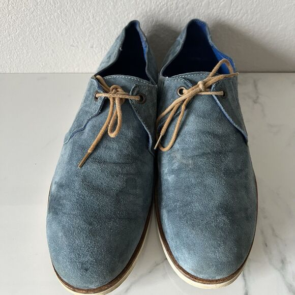 John Fluevog Paperboys Observer  Derby’s Size 9 Blue Suede Discontinued main image 5